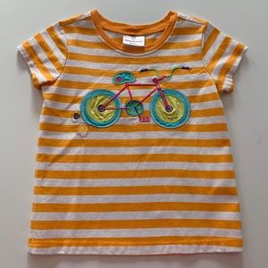 Hanna Andersson 110 Orange Stripe Bicycle Appy Tee